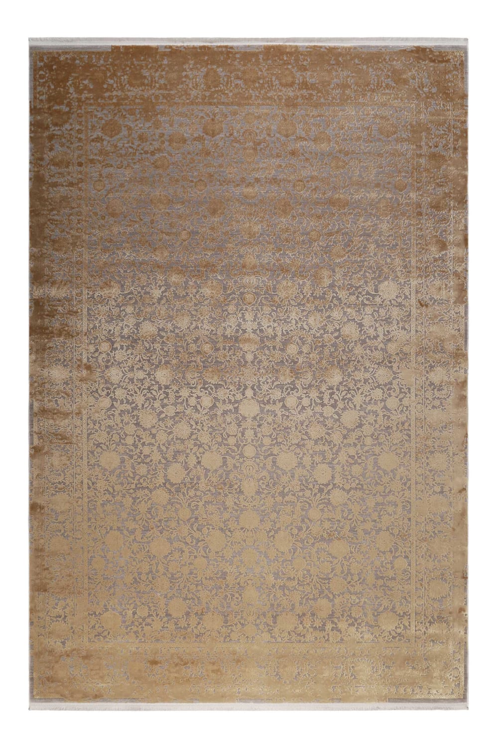 Alfombra clásica suave estilo vintage con relieve, dorado 133x200