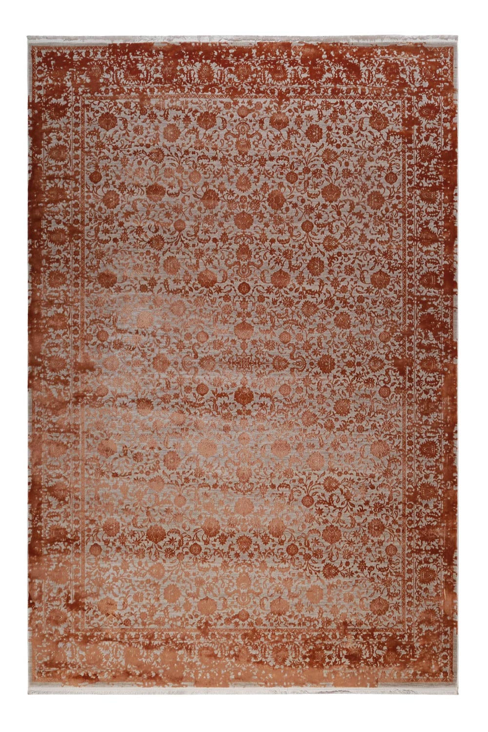 Tapis classique toucher soyeux vintage terracotta à relief 240x340