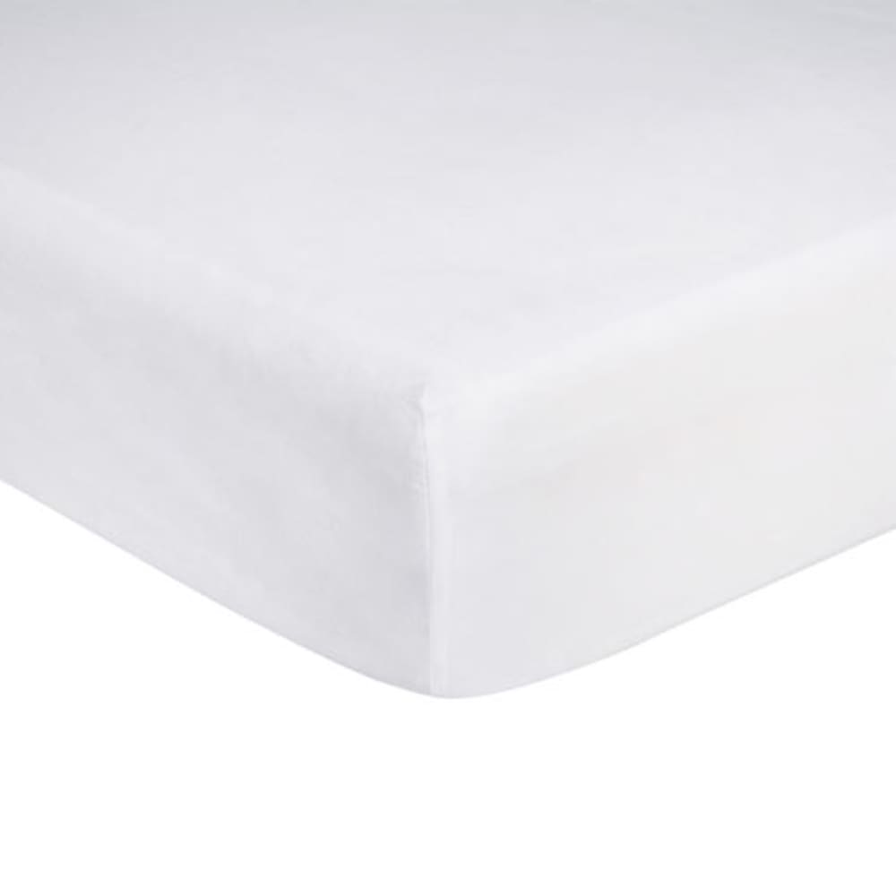 Drap housse uni en coton blanc 140x200