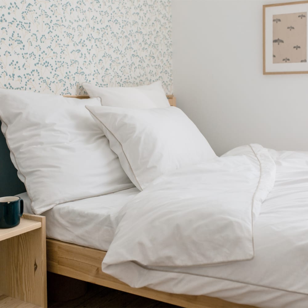 Drap housse uni en coton blanc 140x200 - Maisons du Monde