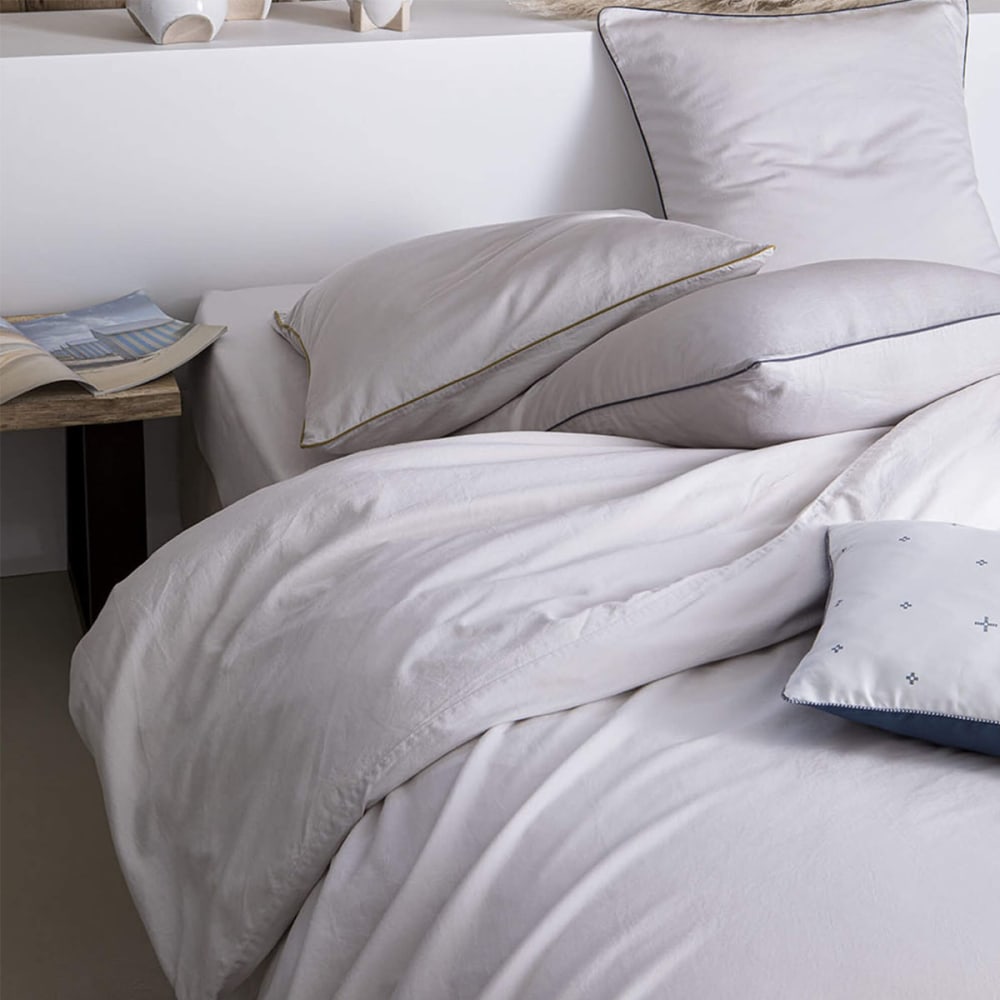 Housse de couette en satin de coton gris 260x240