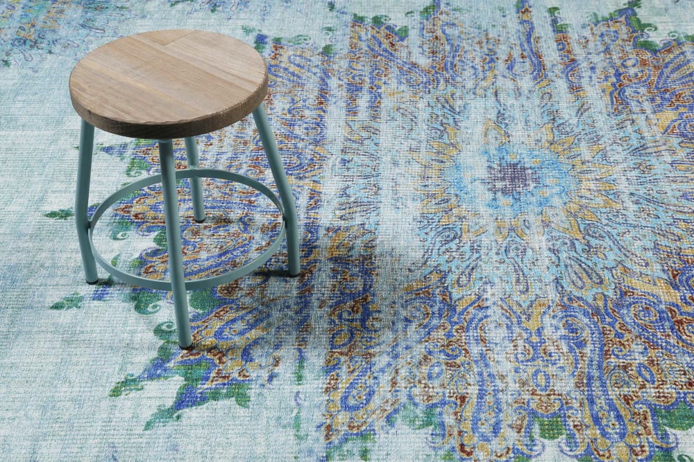 Tapis plat motif oriental vintage bleu 200x300 — vue 3