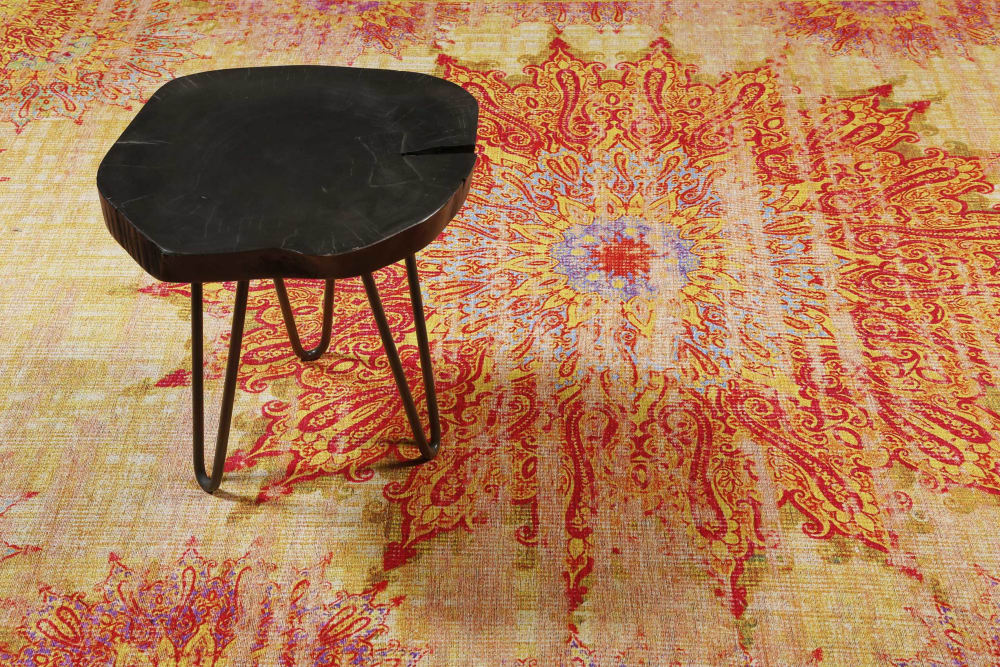 Tapis plat motif oriental vintage orangé 140x200 — vue 3
