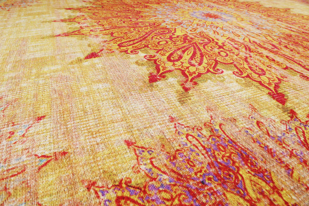 Tapis plat motif oriental vintage orangé 140x200 — vue 4