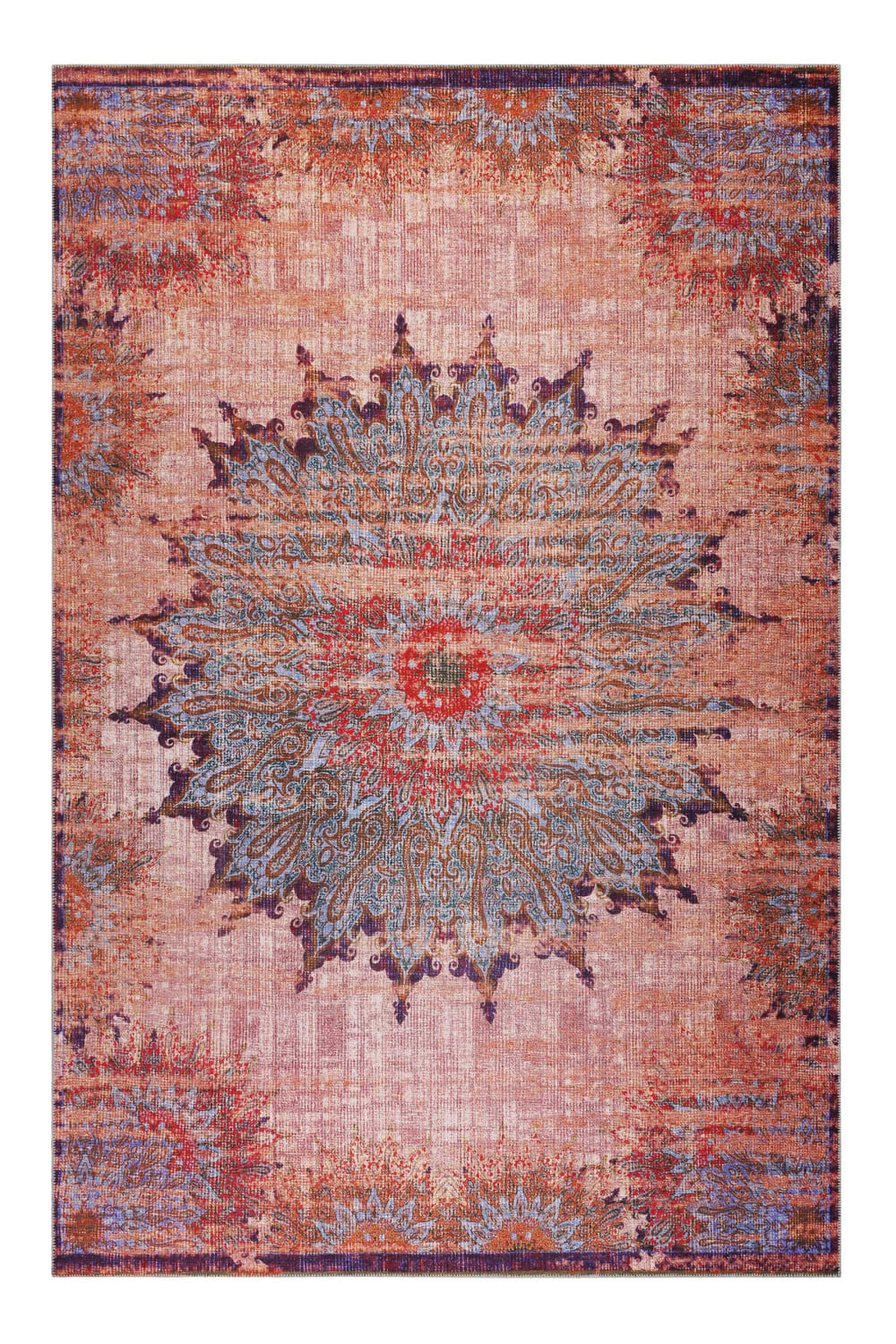 Tapis plat motif oriental vintage multicolore 70x120