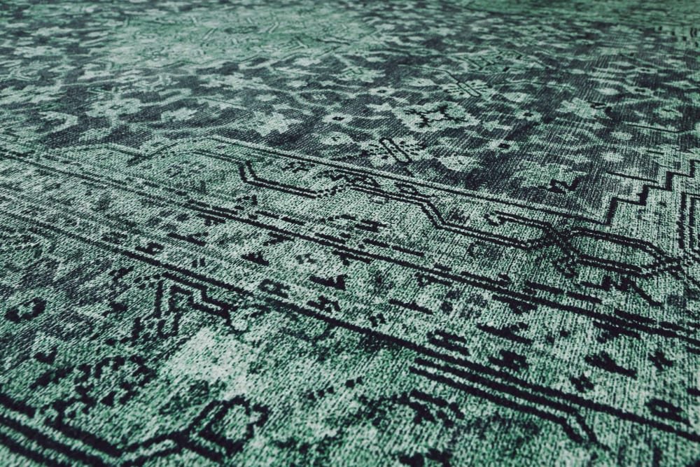 Tapis plat vintage effet usé vert et gris 200x300 — vue 4