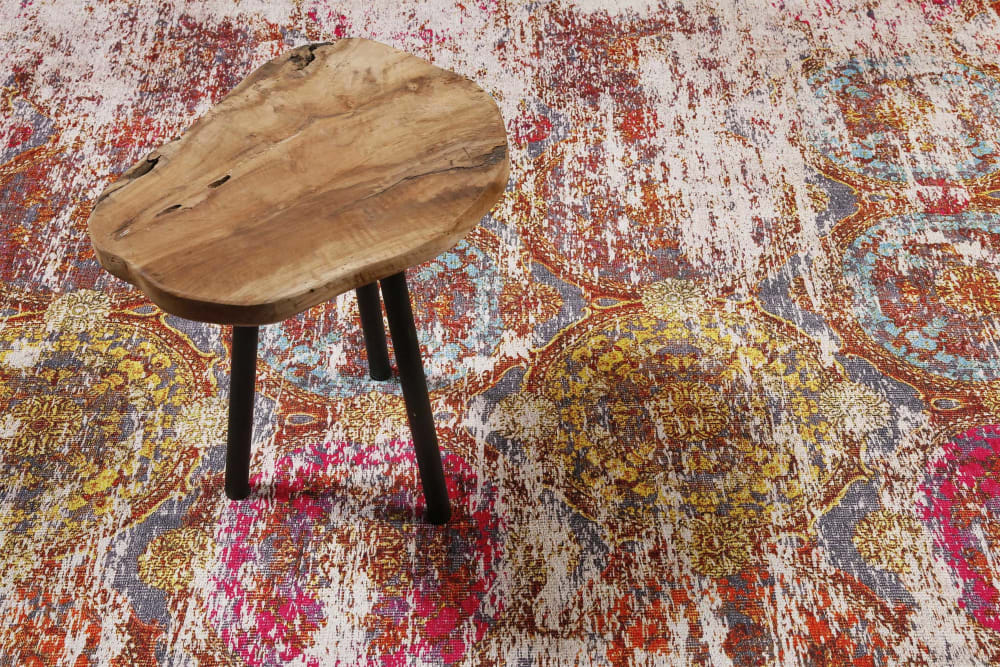 Alfombra plana con motivo vintage multicolore rosa 240x340 - Maisons du Monde