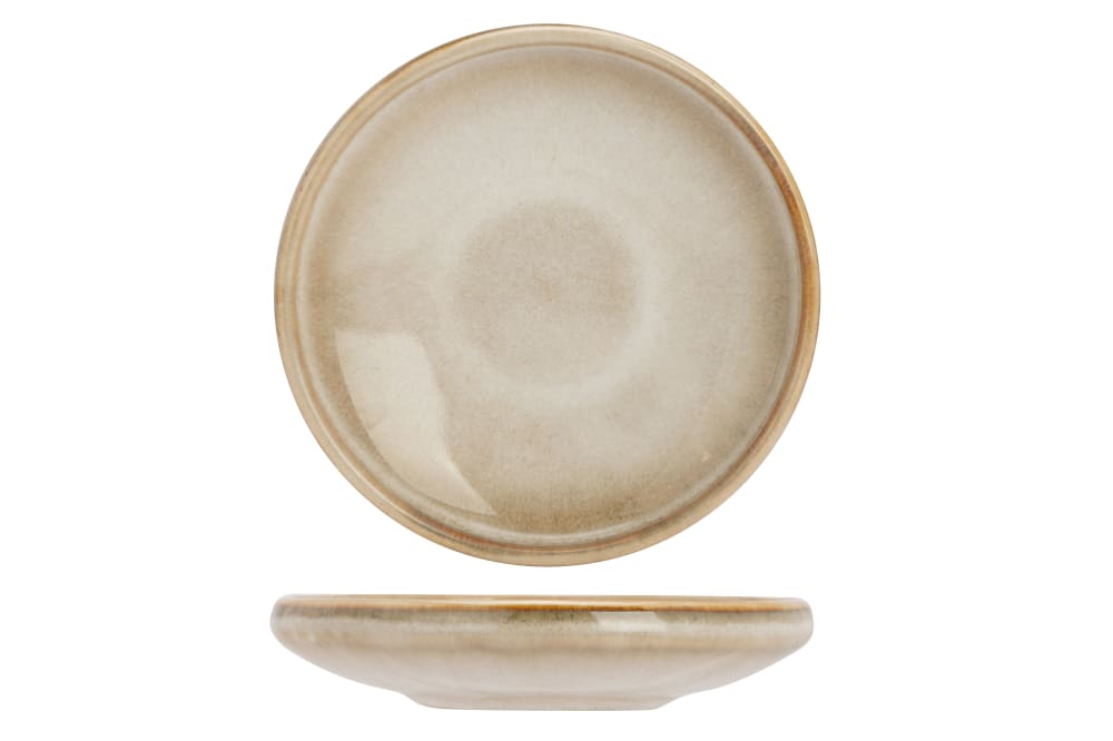 Lot de 12 Assiettes Apéritives en Grès, Beige, D9 Cm