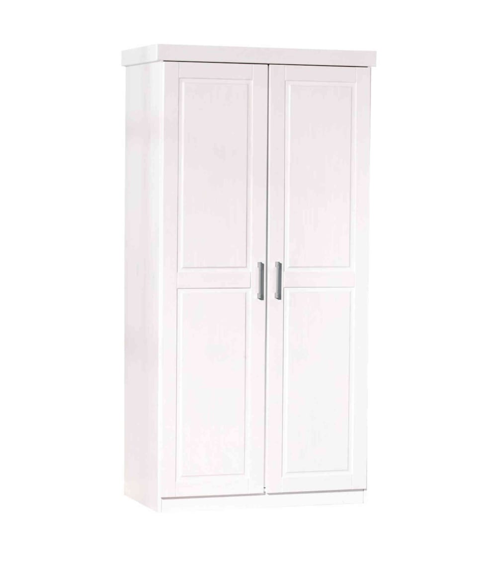 Armoire+2+portes+en+bois+massif+blanc+laque+190cm