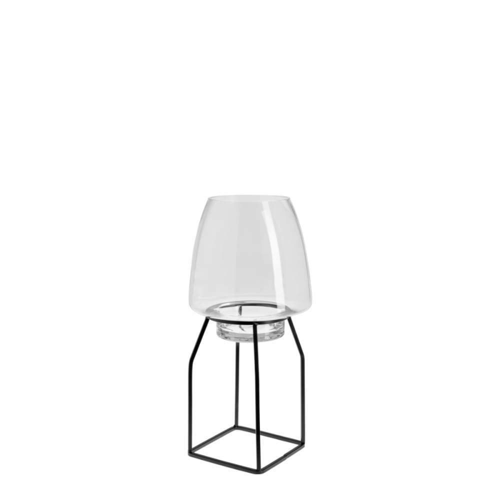 Photophore+decoratif+en+verre+transparent+et+noir+H40