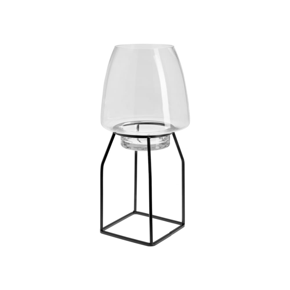 Photophore décoratif en verre transparent et noir h40 — vue 3