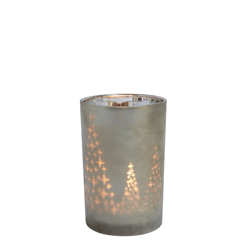 Photophore+de+noel+decoratif+en+verre+depoli+gris+et+or+pâle+H18