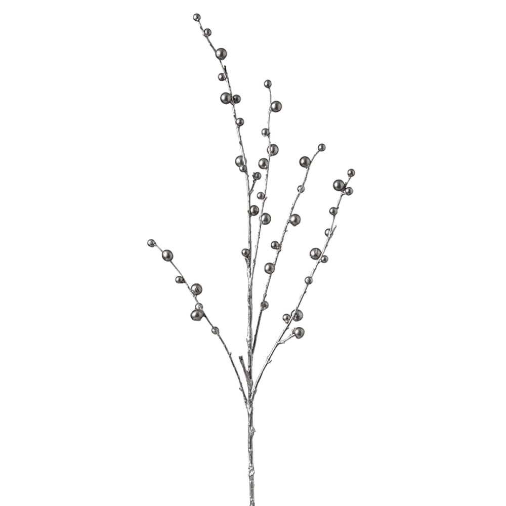 Sia Deco Branche de baies artificielles métalliques argenté h80 style contemporain - Pvc - Poly Chlorure De Vinyle