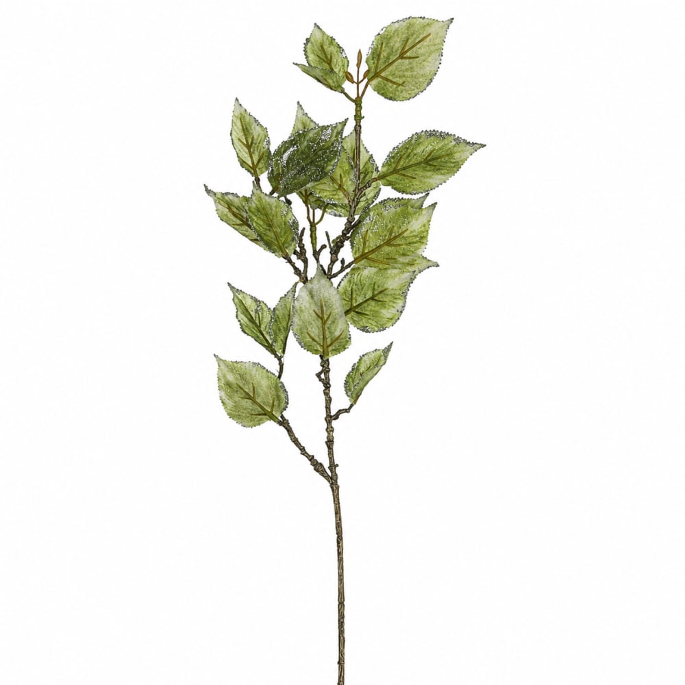 Sia Deco Branche de laurier pailleté artificielle verte foncée h43 style contemporain - Pvc - Poly Chlorure De Vinyle