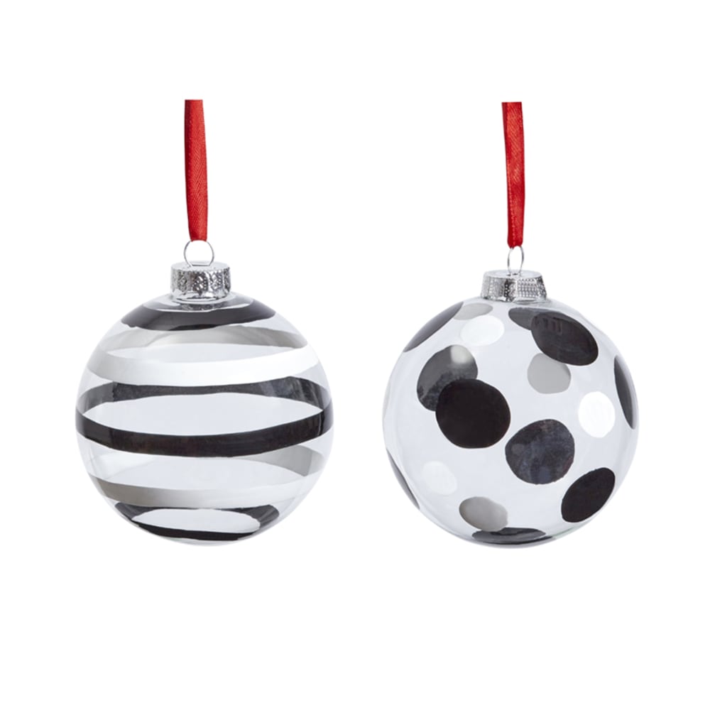 Set de 2 boules de noël décoratives en verre noir et transparent D8 Set de 2 boules de noël décoratives en verre noir et transparent D8