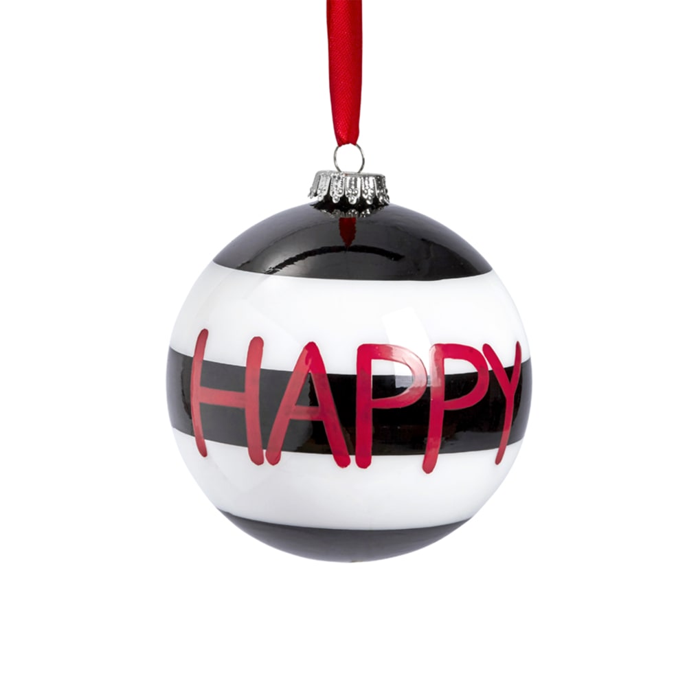 Bola de navidad decorativa en vidrio rojo y blanco d8