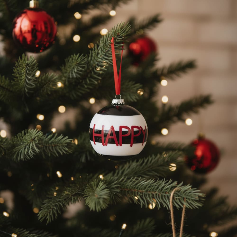 Weihnachtskugel aus Glas D8, Rot und Weiß - Maisons Du Monde
