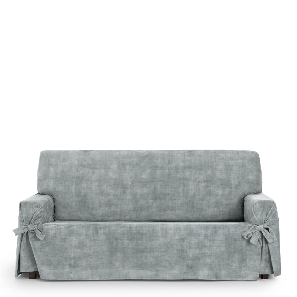 Housse de canapé 3 pl antitache avec des rubans gris perle  180 -230cm