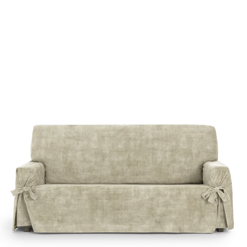 Housse de canapé 3 pl antitache avec des rubans écru  180 -230cm
