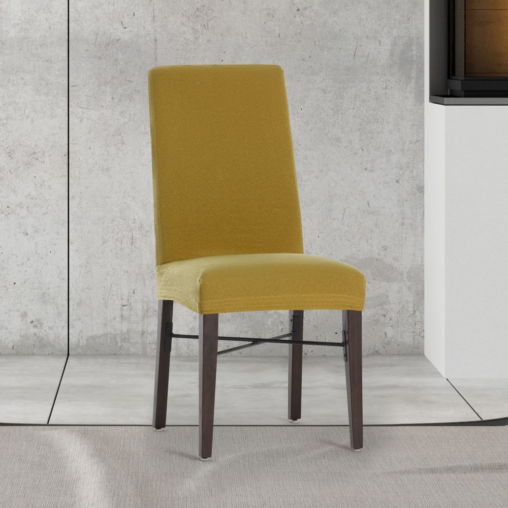 Pack 2 housses de chaise avec dossier extensible moutarde 40 55 cm - Maisons du Monde