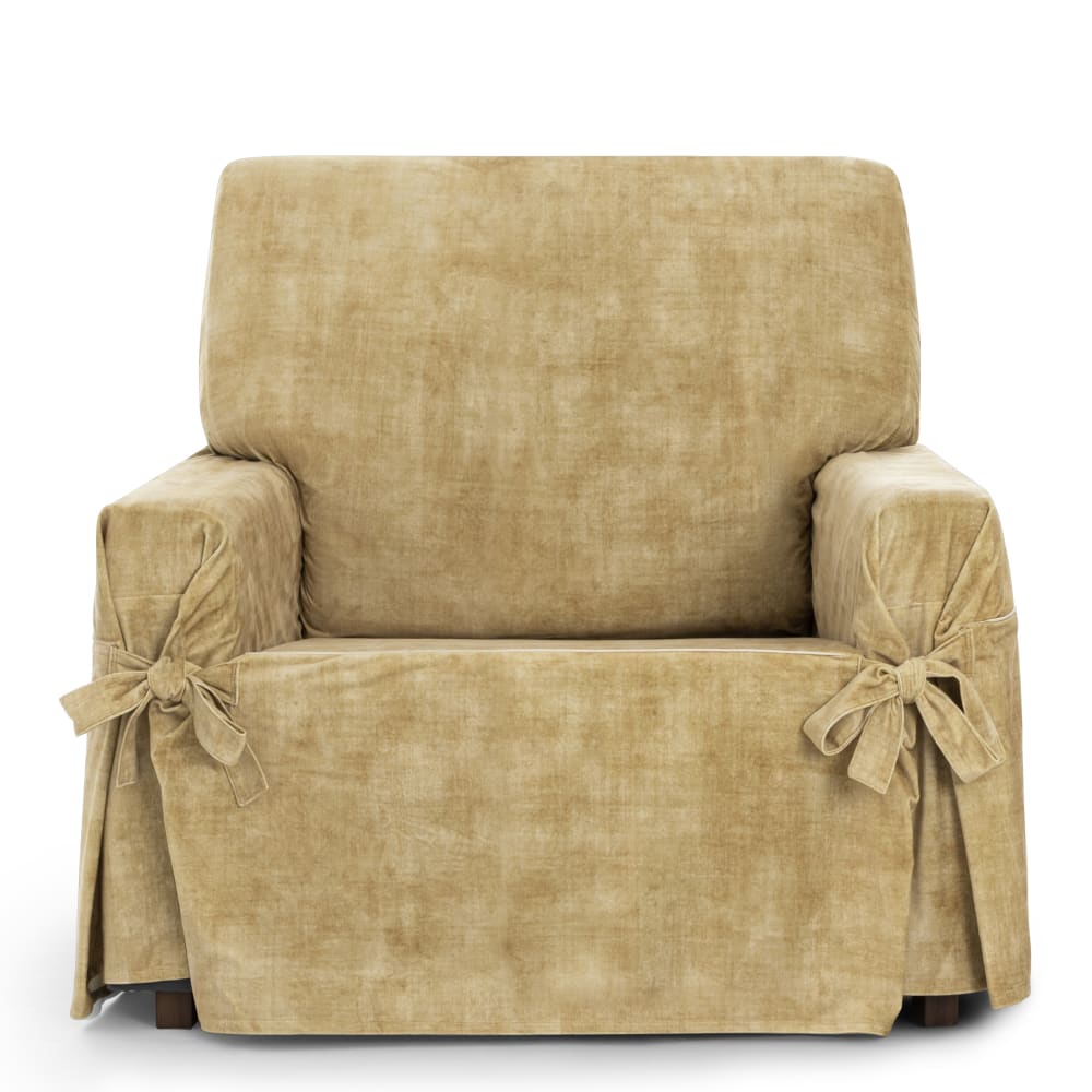 Housse de fauteuil antitache avec des rubans moutarde  80 -120cm