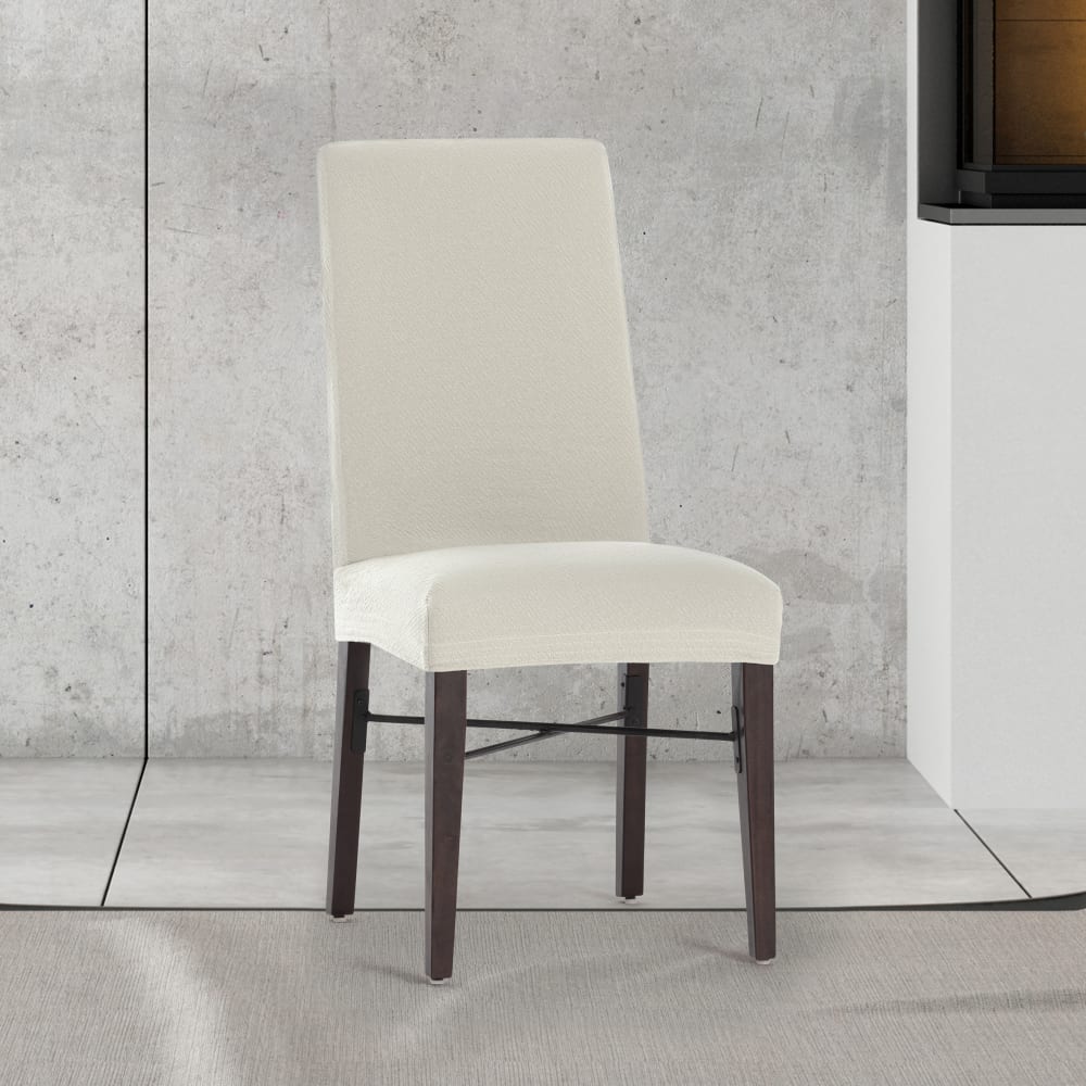 Pack 2 housses de chaise avec dossier extensible écru 40 55 cm — vue 3