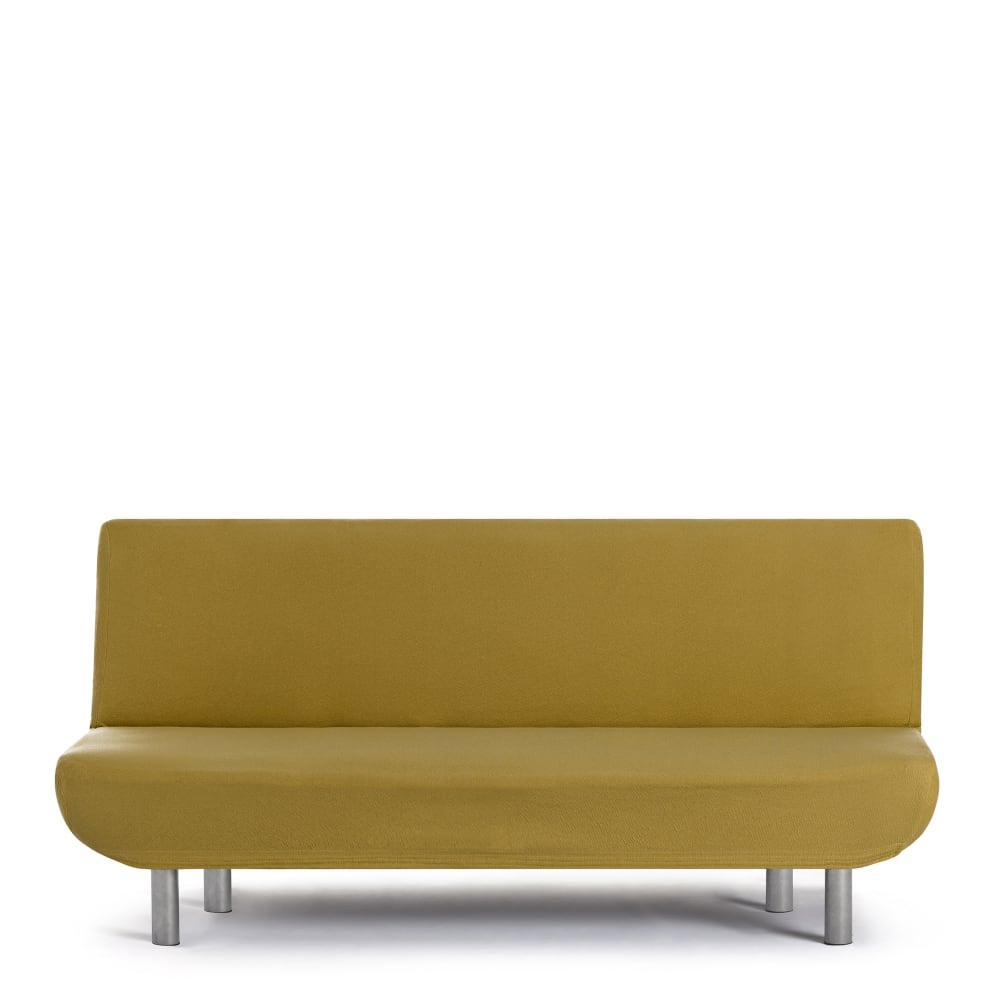 Housse de canapé 3 places clic clac extensible moutarde 180  200 cm