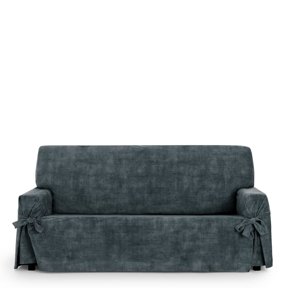 Housse de canapé 3 pl antitache avec des rubans gris foncé  180 -230cm