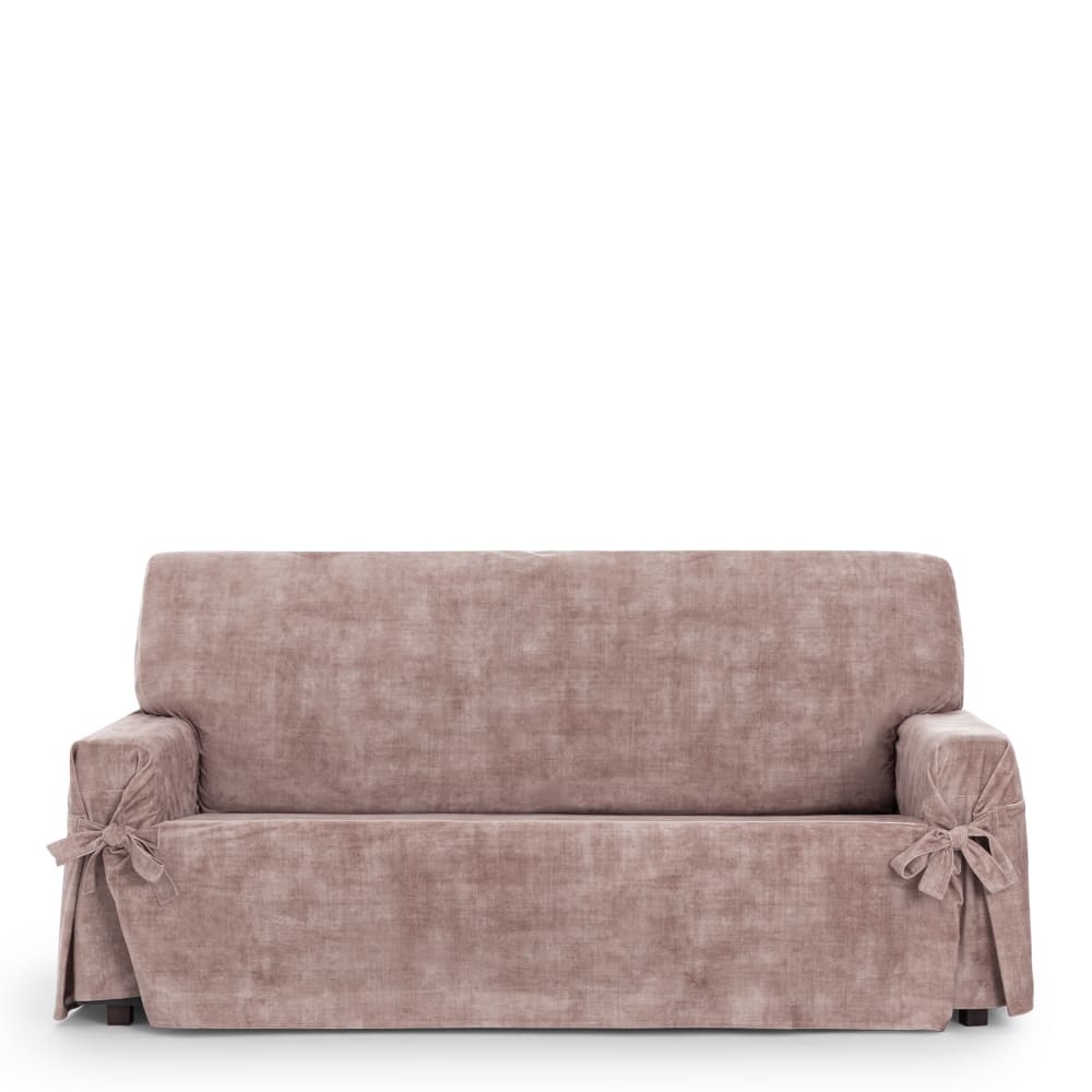 Housse de canapé 3 pl antitache avec des rubans rose  180 -230cm