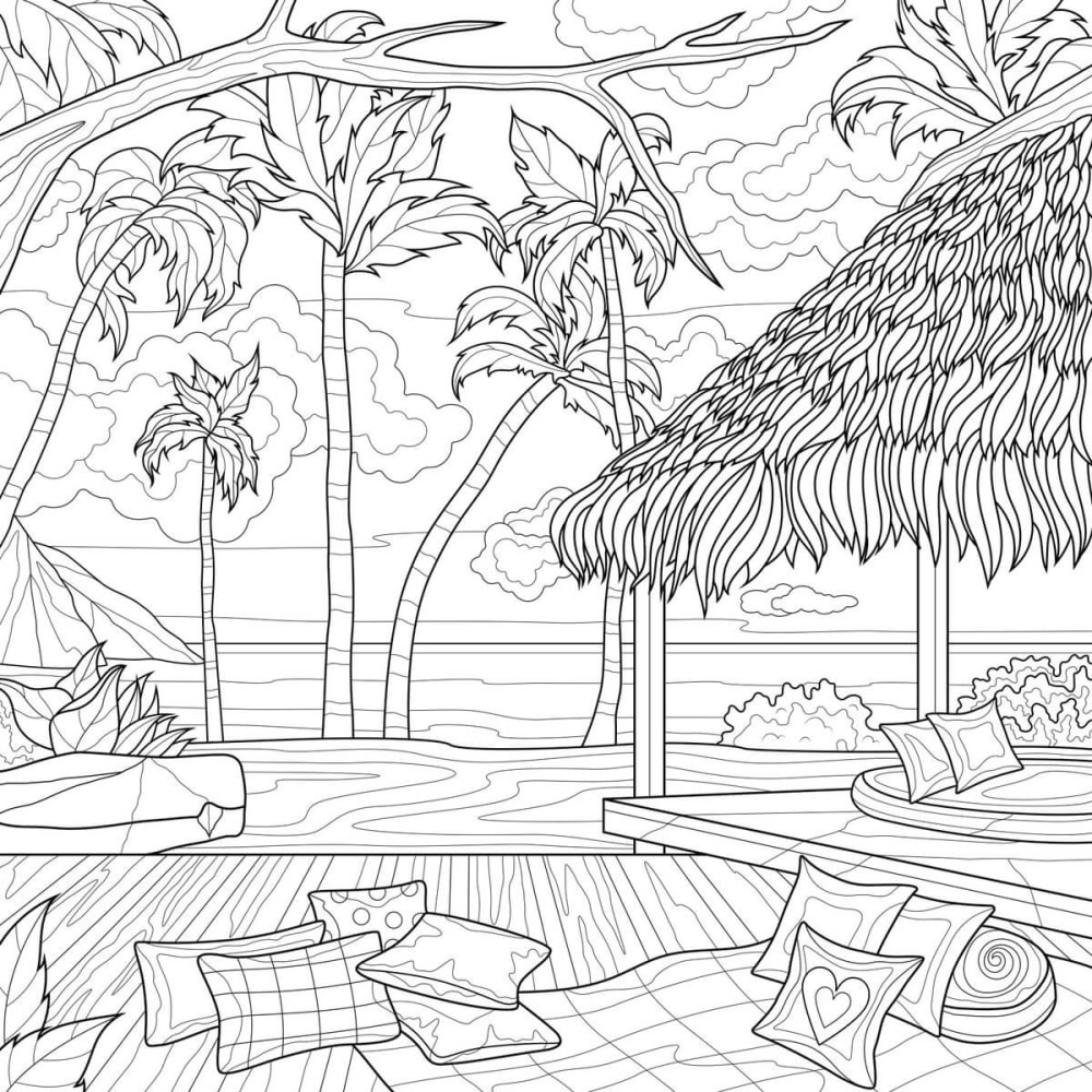 Tableau sur toile bord de mer à colorier 30x30