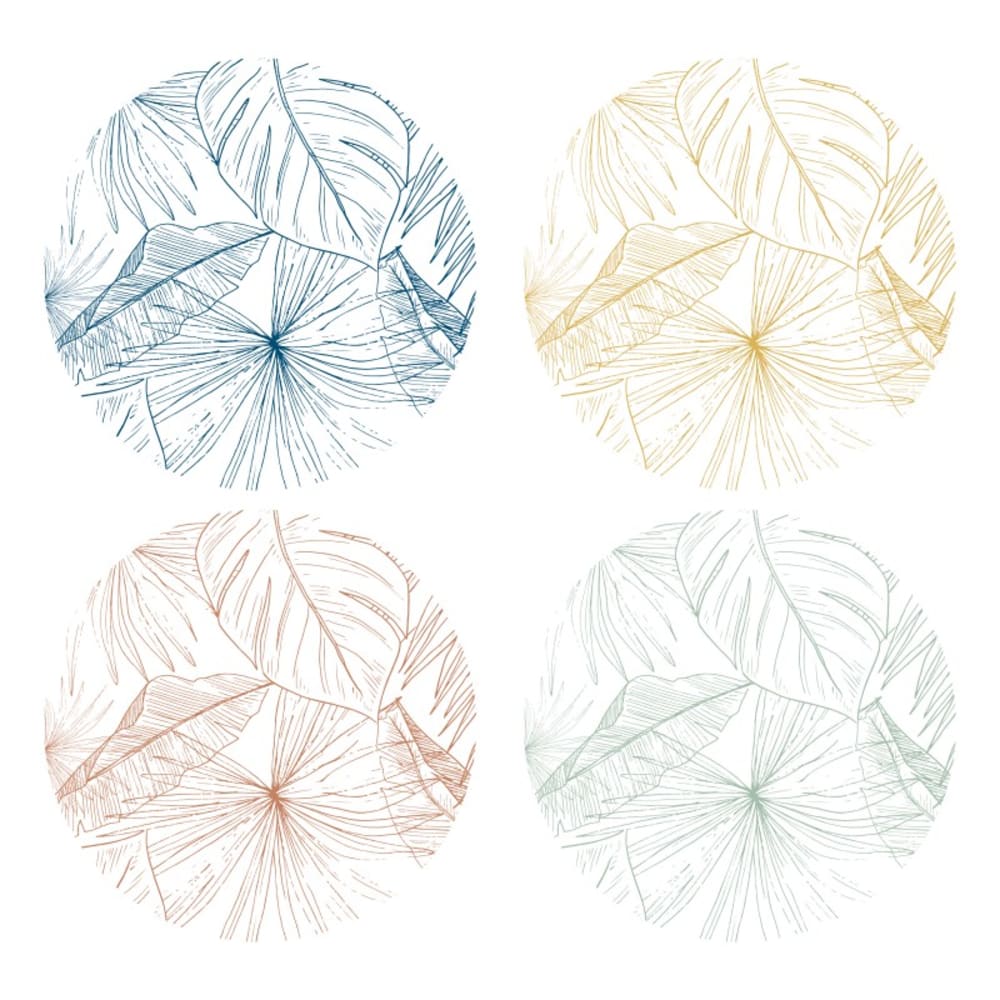 Lot de 4 - Set de table en vinyle blanc motif végétal 39x39 cm