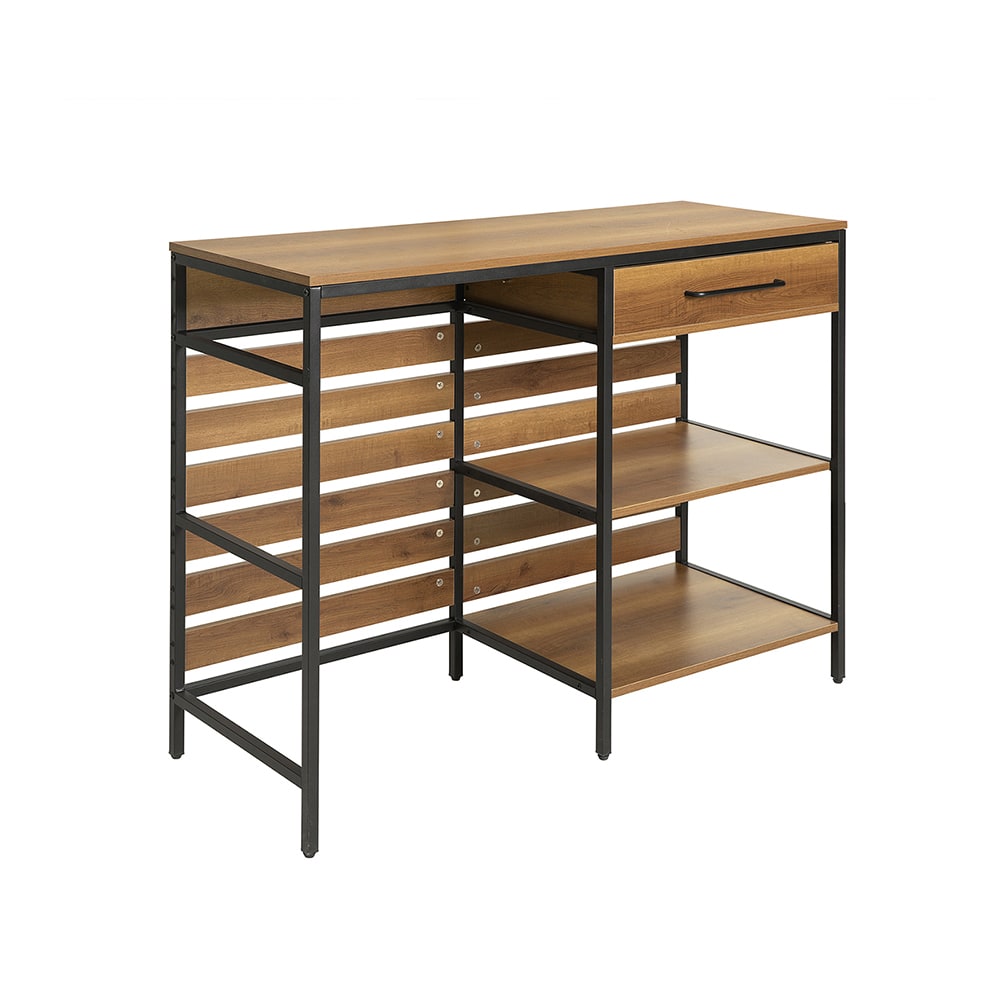 SoBuy Kücheninsel mit 1 Schublade und 2 offnen Ablagen PB Metall Natur Braun Holz