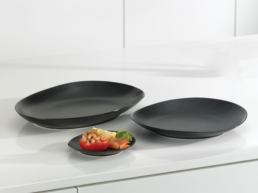 6er-Set Brotteller aus Steingut, schwarz, 15,2 cm - Maisons Du