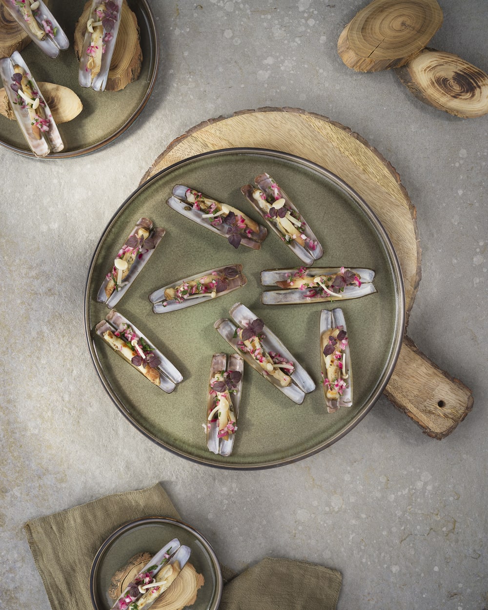 Lot de 4 Assiettes plates en Porcelaine, vert, D27,5 cm - Maisons du Monde