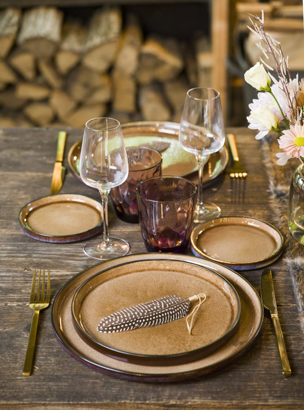 Lot de 6 Assiettes à dessert en Porcelaine, beige, D22 cm - Maisons du Monde