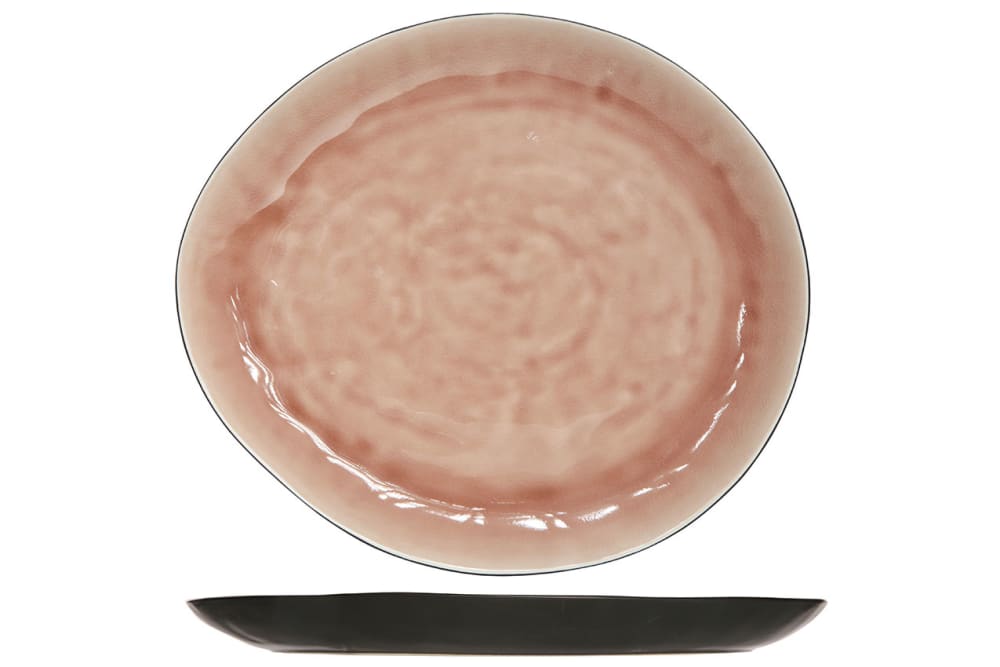 Cosy & Trendy 2er-Set ovale Teller aus Steingut, rosa, 32,5X28,5 cm - Steingut