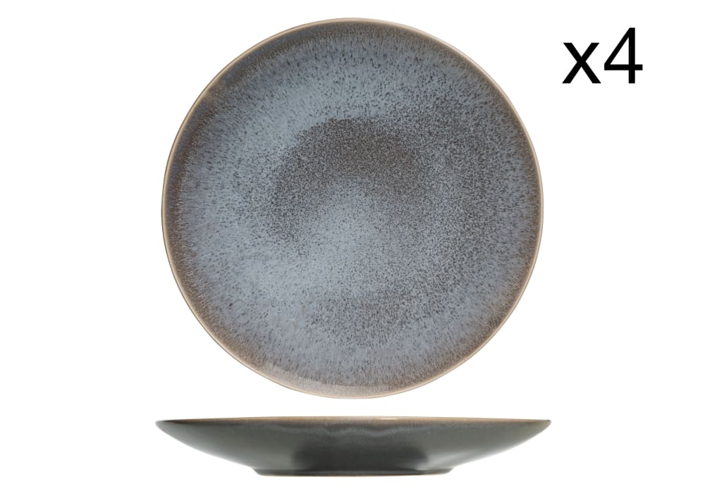 Cosy & Trendy 6er-Set flache Teller aus Steingut, grau, D28 cm - Steingut