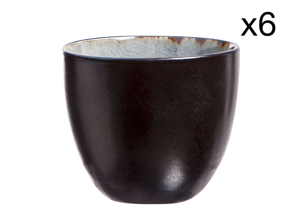 Cosy & Trendy Lot de 6 Tasses en Grès, bleu, 14 cl - Grès