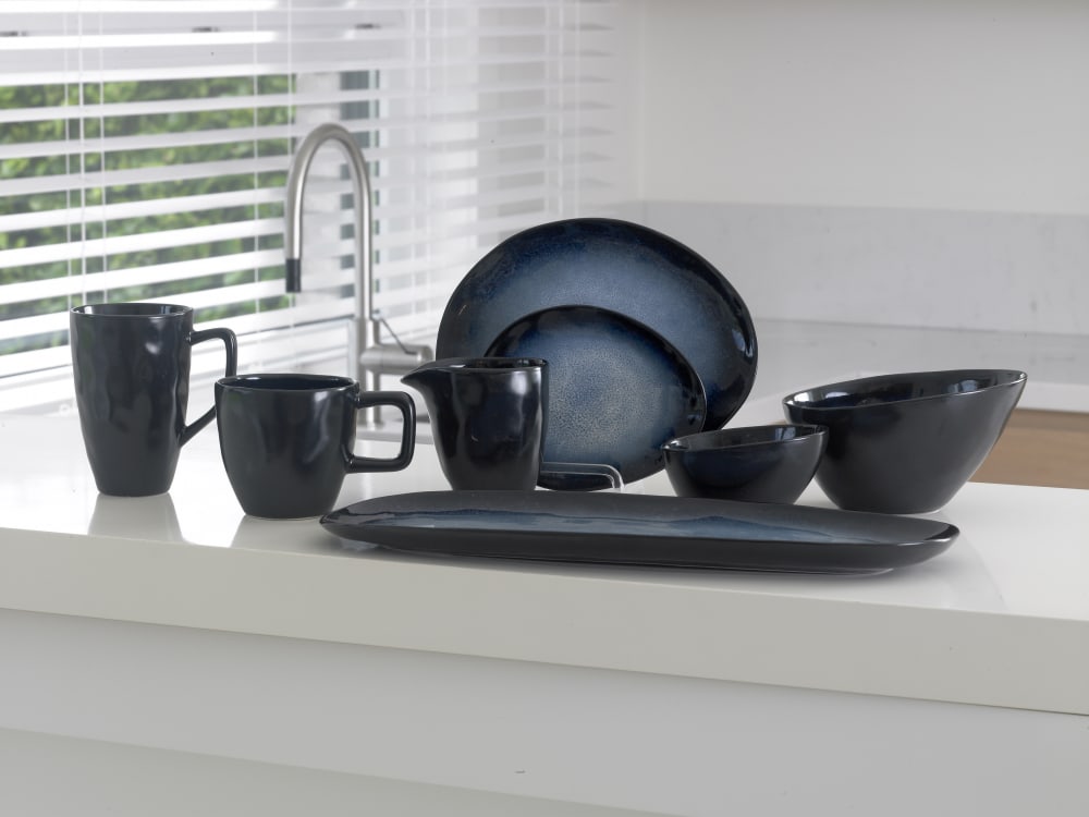 Lot de 6 Tasses à thé en Grès, bleu, 25 cl - Maisons du Monde
