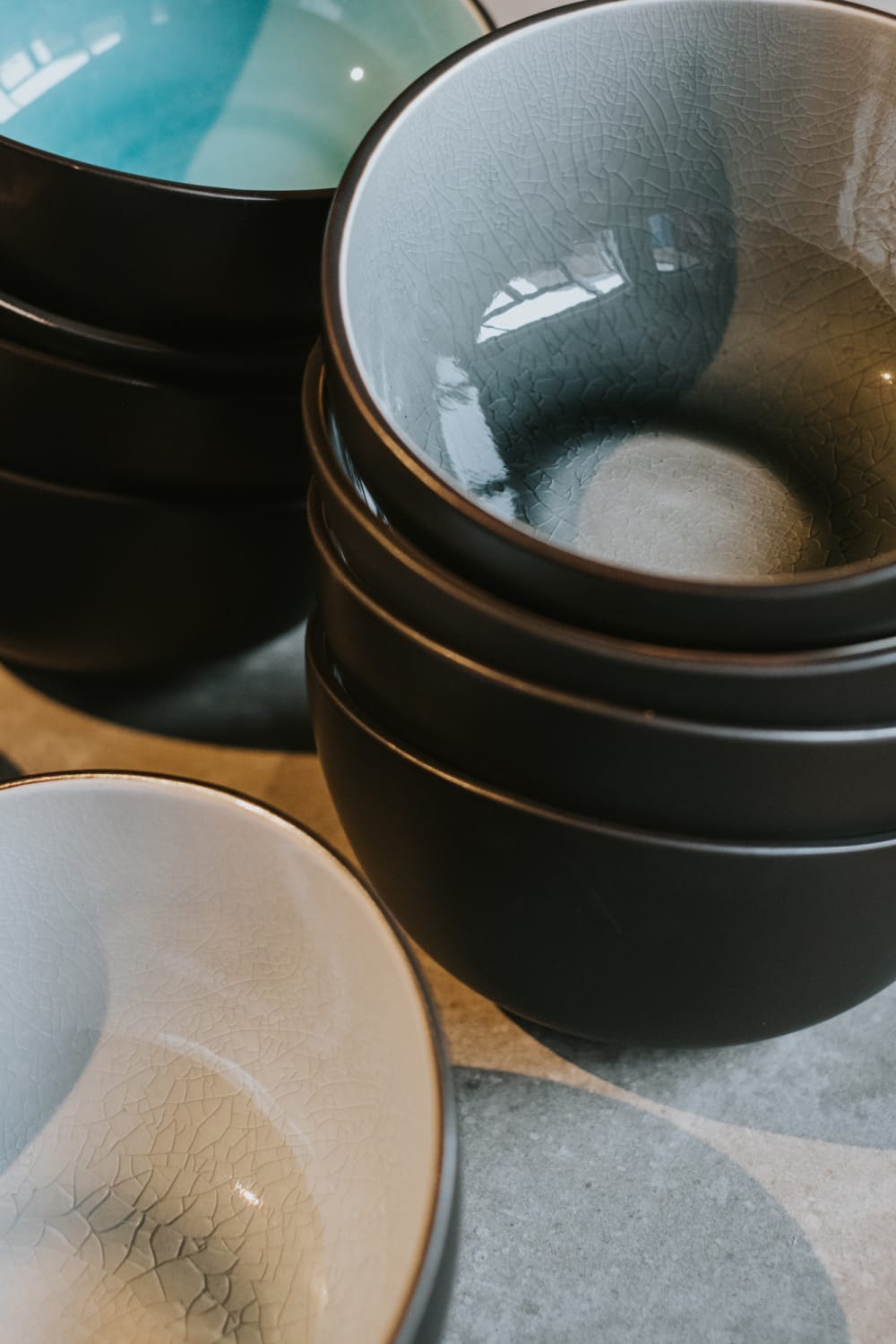 Lot de 10 Bols ovales en Grès, multicolore, D12XH8,2 cm