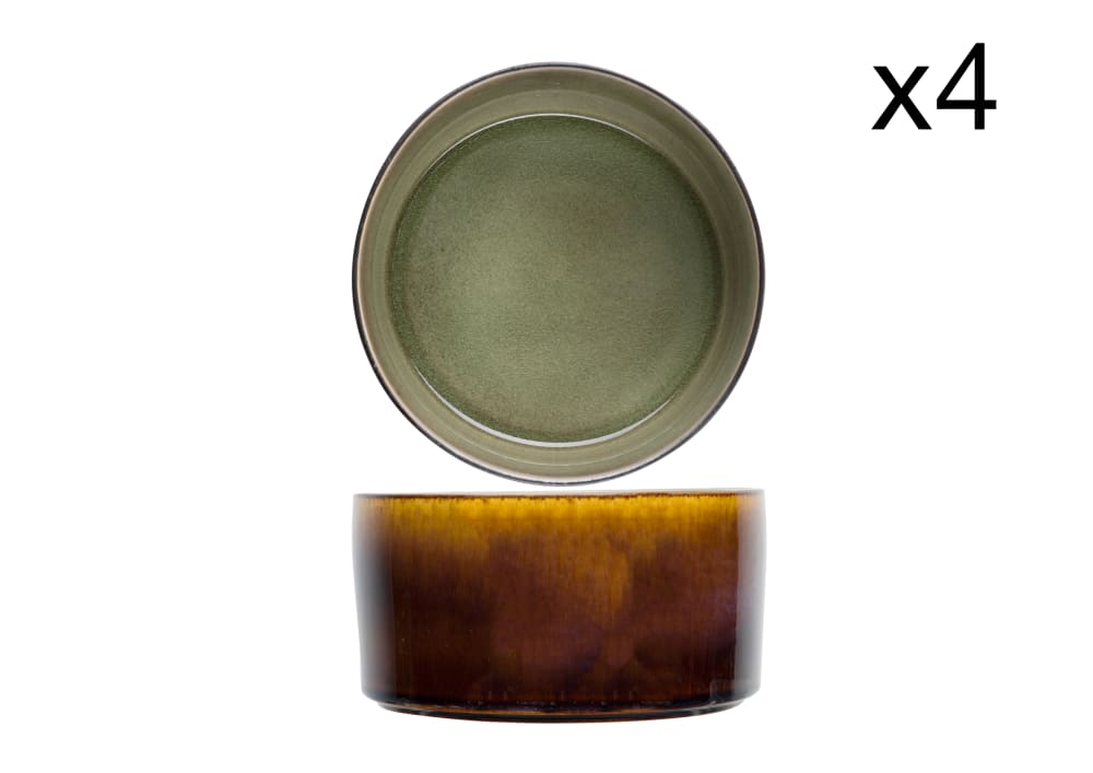 Cosy & Trendy Lot de 4 Saladiers en Porcelaine, vert, D14 cm - Porcelaine