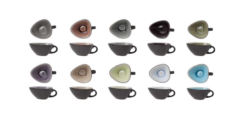 Cosy & Trendy 10er-Set ovale Schüsseln mit Henkel aus Steingut, mehrfarbig - Steingut