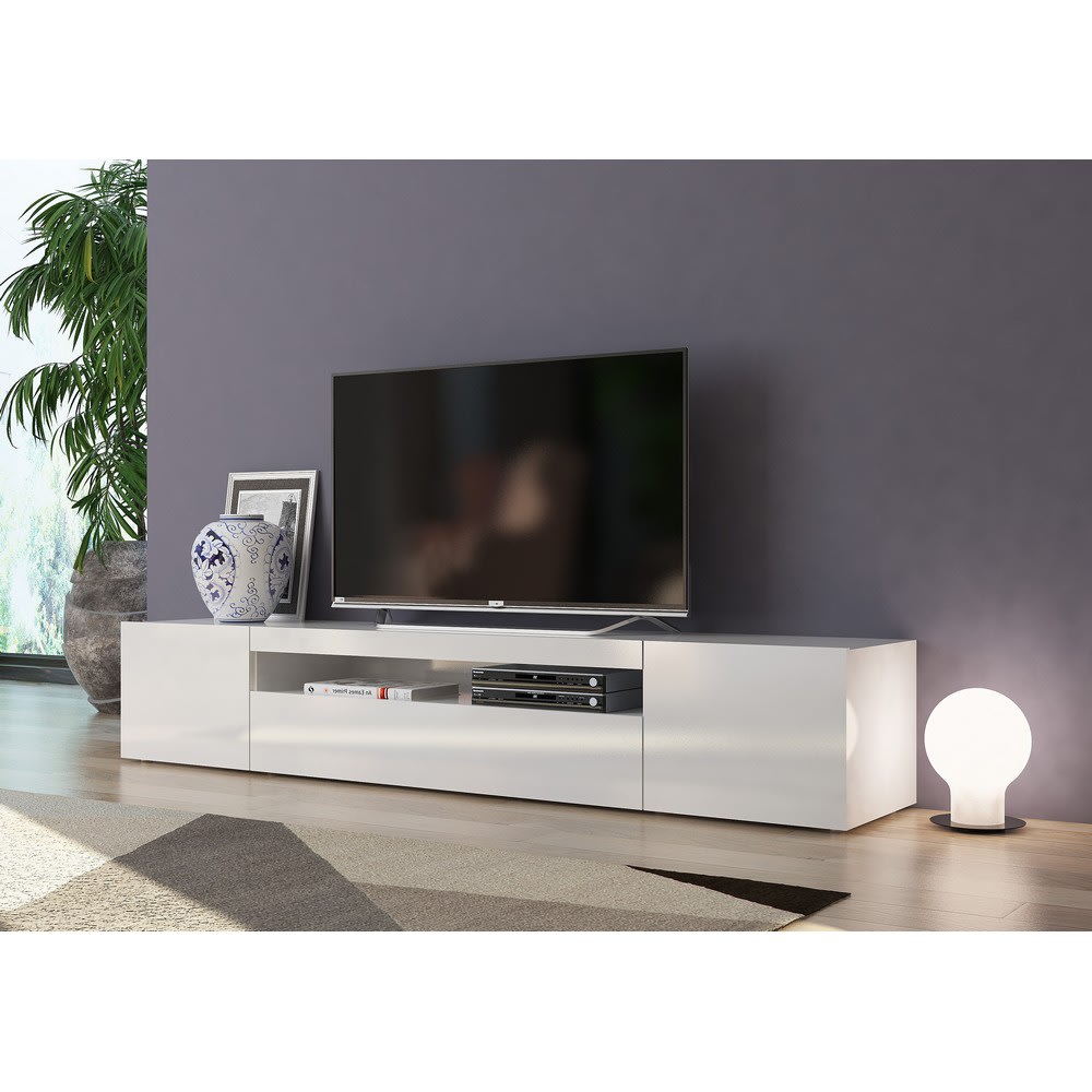 Mobile Porta Tv Moderno 200x40x36,5 bianco laccato - Web