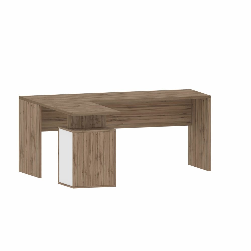 Scrivania Moderna Da Ufficio 160/180x60x75 bianca - Bianco - Pannello di particelle