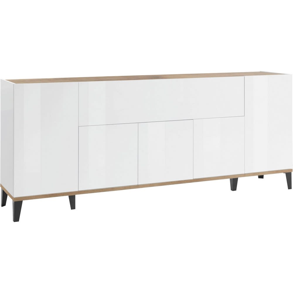 Madia Per Soggiorno Moderna 200x40x82 bianca laccata - Bianco - Pannello di particelle