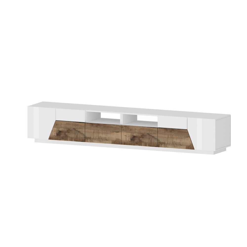 Mobile Porta Tv Moderno 260x43x46 bianco laccato - Bianco - Pannello di particelle