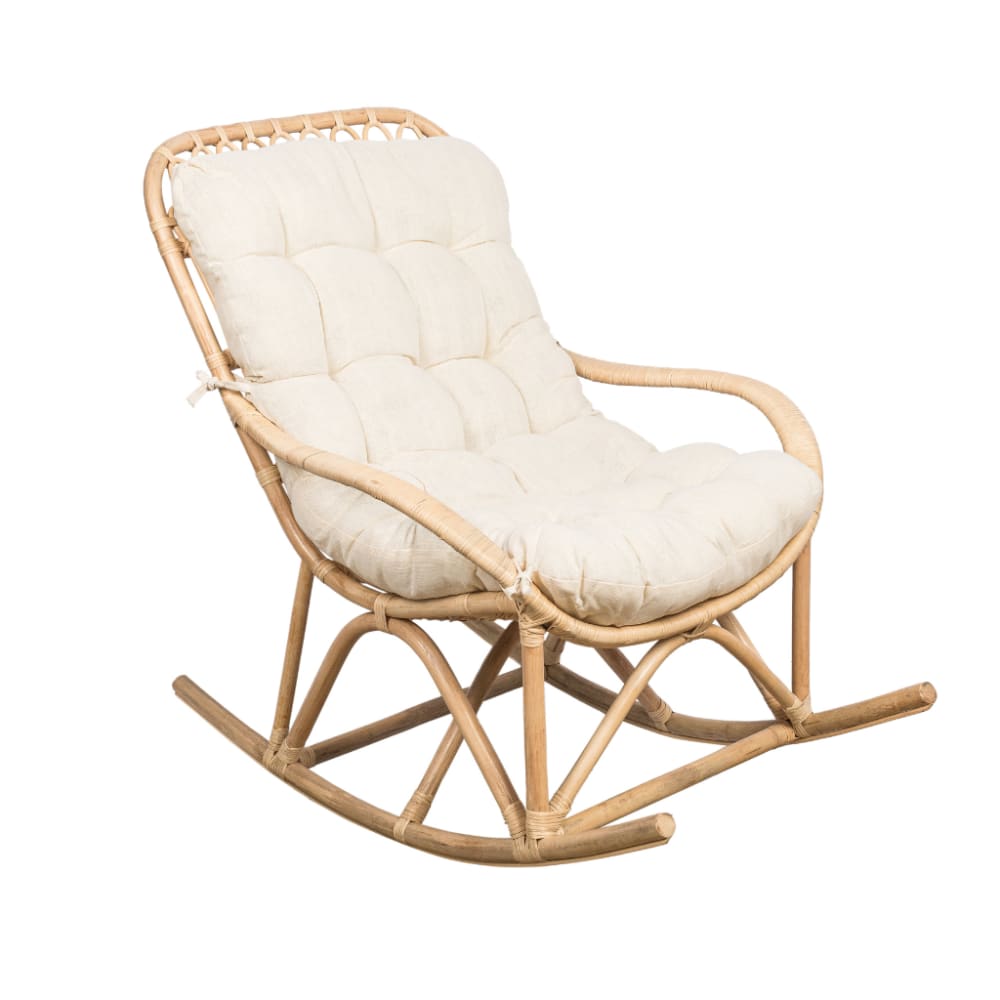 HYDILE Rocking chair en rotin naturel 60x100x65 style bord de mer Beige