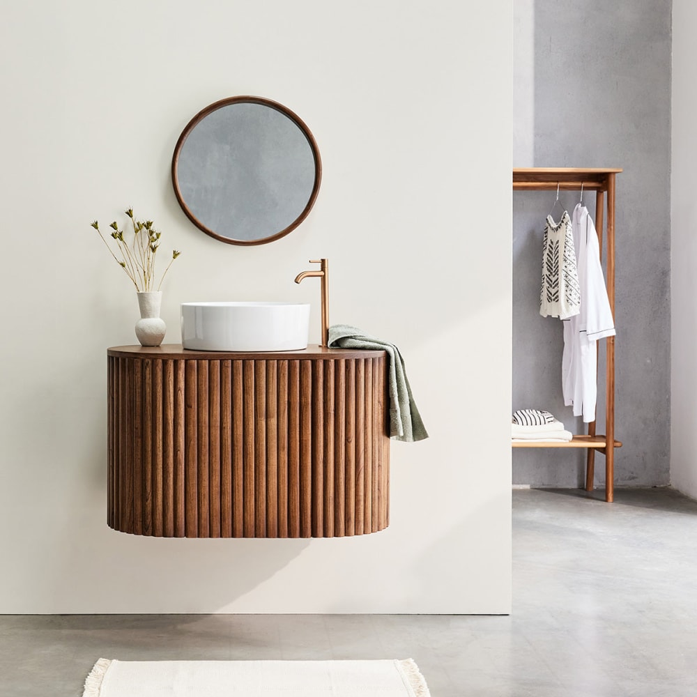 Meuble sous vasque suspendu en mindi massif 1 porte