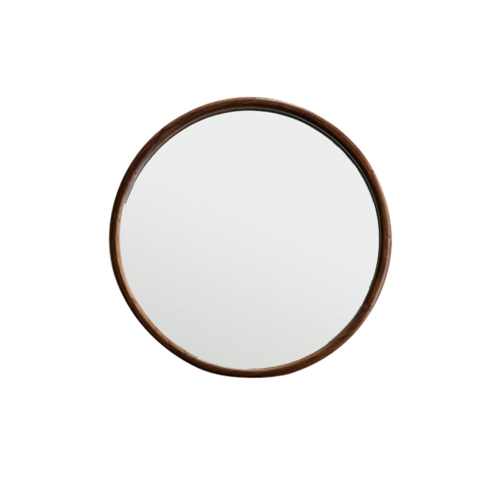 Miroir en mindi massif rond finition noyer Ø50 cm