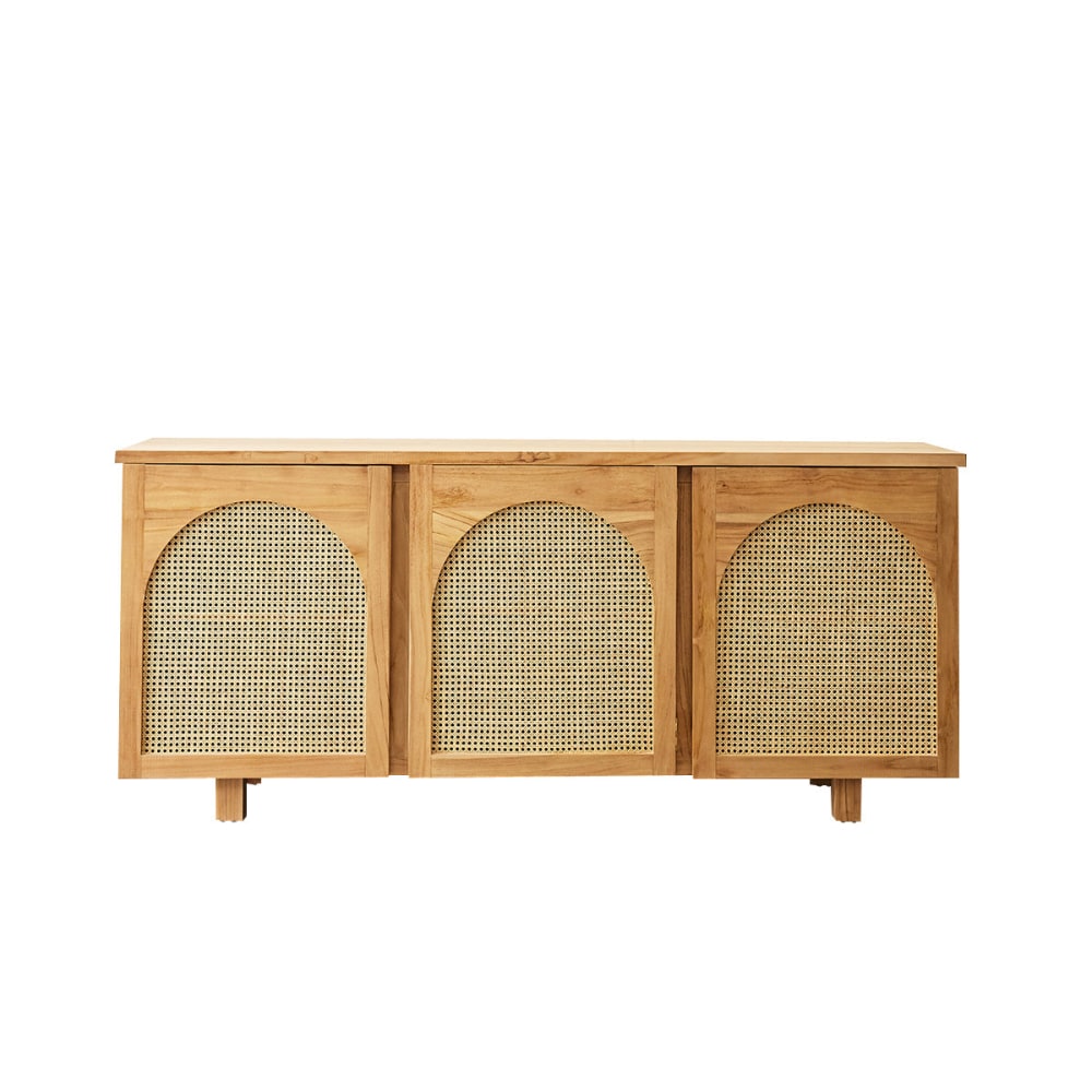 Buffet aus massivem Teakholz und Rohrgeflecht 180 cm - Maisons Du